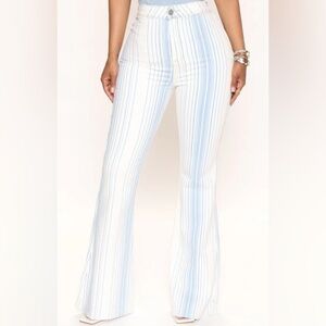 Cello Blue and White Striped jeans 11 30x32 rough hem